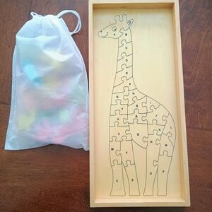 Wooden Giraffe Puzzle with Storage Bag